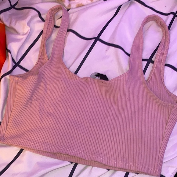 Lulu's Pink Ribbed Crop Top - Picture 3 of 3